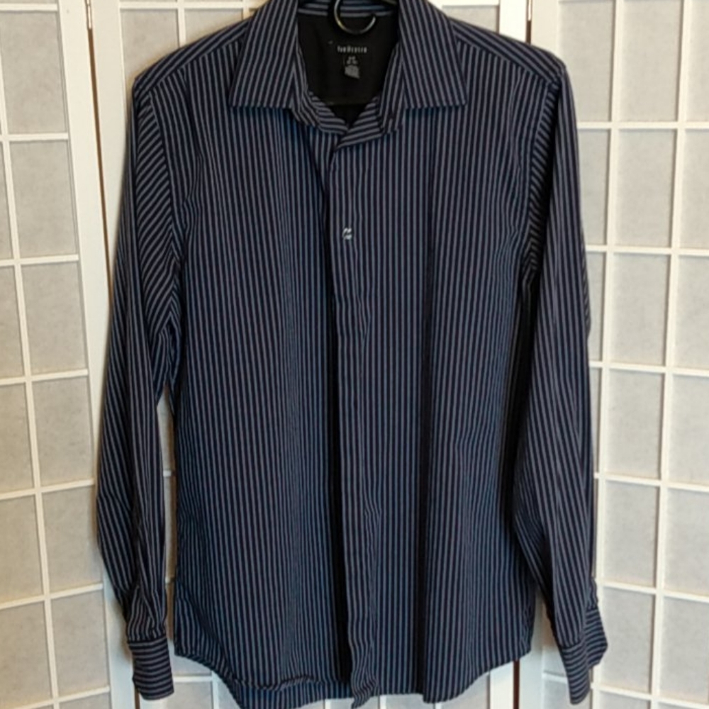 Van Heuson Button Down‎ Shirt blue/ Black  Striped Men's S/P 14 - 14.5